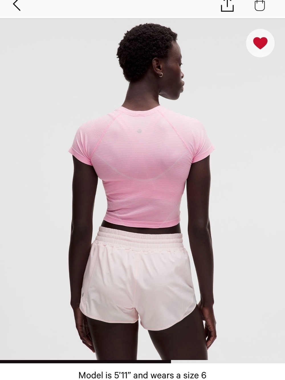 Lululemon Swiftly Tech Cropped Short Sleeve Pink Pearl/Candy Cloud - Picture 5 of 5
